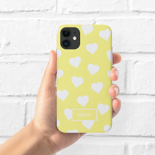 Étui de téléphone coeurs jaunes mignons