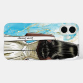 Étui de téléphone de défilé de beauté bleu paillet (Verso (horizontal))