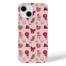 Étui de téléphone de Noël au pain d'épice rose fes