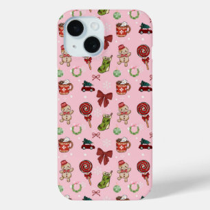 Étui de téléphone de Noël au pain d'épice rose fes