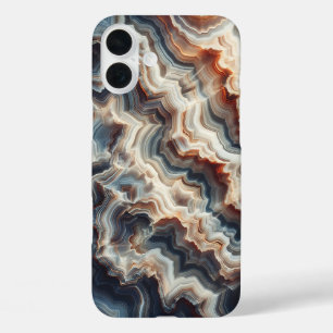 Étui de téléphone en agate bleue et ambre de luxe 