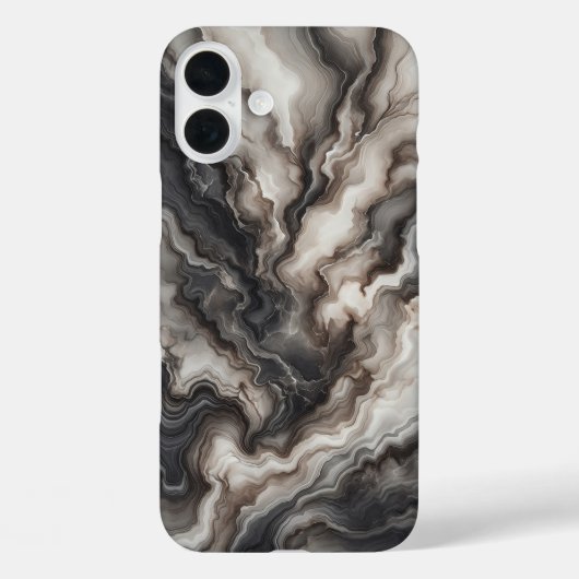 Étui de téléphone en agate noire fumée de luxe - D (Verso)