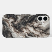 Étui de téléphone en agate noire fumée de luxe - D (Verso (horizontal))