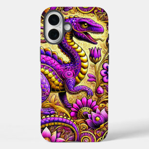 Étui de téléphone en art de dinosaure violet
