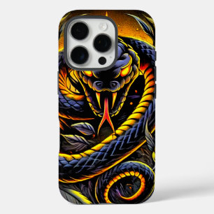 Étui de téléphone en art de serpent noir