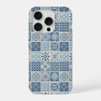 Étui de téléphone en carreaux marocains bleus et b
