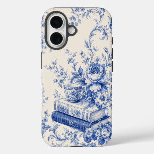 Étui de téléphone en chinoiserie bleue pour livres