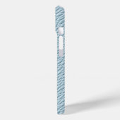 Étui de téléphone en cuir bleu doux texturé (Verso / Gauche)