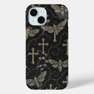 Étui de téléphone en damas gothique papillon de nu