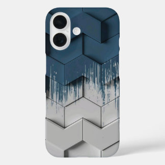 Étui de téléphone en hexagone à chevron bleu et bl