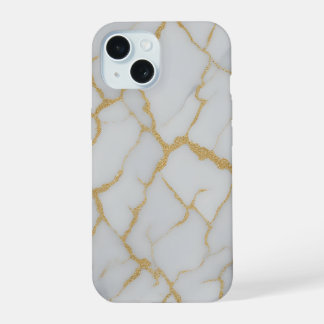 Étui de téléphone en marbre blanc et veines d'or |