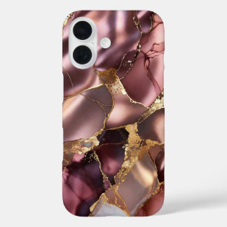 Étui de téléphone en marbre doré rose Luxe Abstrai