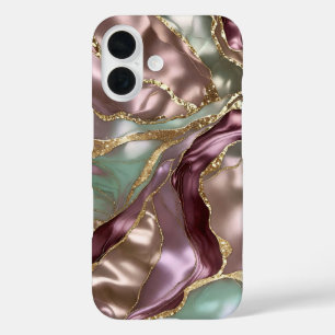 Étui de téléphone en marbre doré rose sage Luxe