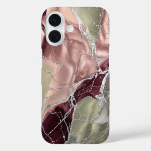 Étui de téléphone en marbre olive rose doré Luxe A