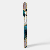 Étui de téléphone en marbre sarcelle Luxe Abstrait (Verso / Gauche)