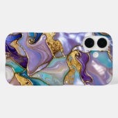 Étui de téléphone en marbre sarcelle violet Luxe O (Verso (horizontal))