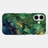 Étui de téléphone en marbre vert émeraude de luxe (Verso (horizontal))