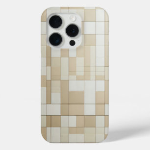 Étui de téléphone en mosaïque de cuir beige et bla