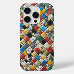 Étui de téléphone en mosaïque de pierre colorée ar