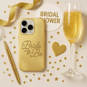 Étui de téléphone en or chic pour future mariée av