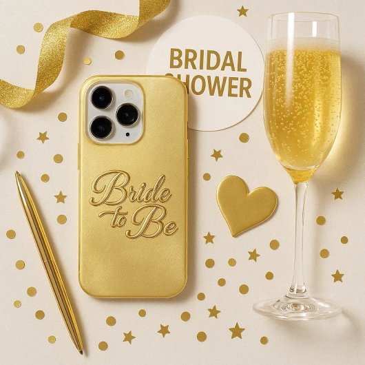 Étui de téléphone en or chic pour future mariée av