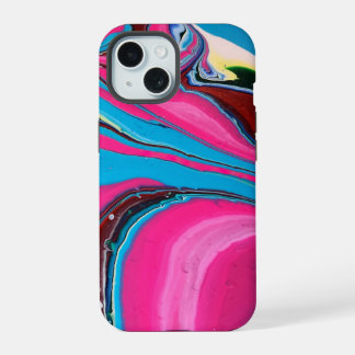Étui de téléphone en peinture rose et bleu