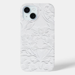 Étui de téléphone en relief floral blanc délicat