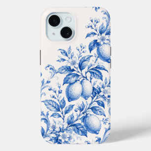 Étui de téléphone en toile de citron bleu méditerr