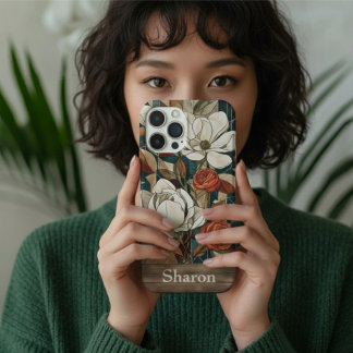 Étui de téléphone en verre coloré floral personnal