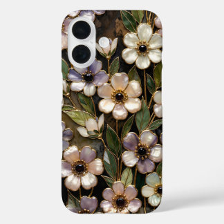 Étui de téléphone en verre teinté floral foncé Élé