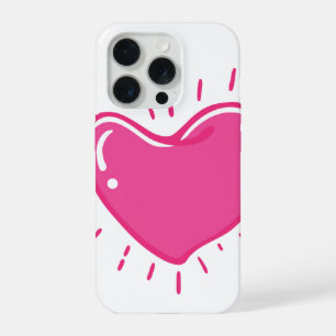 Étui de téléphone esthétique à cœur rose mignon