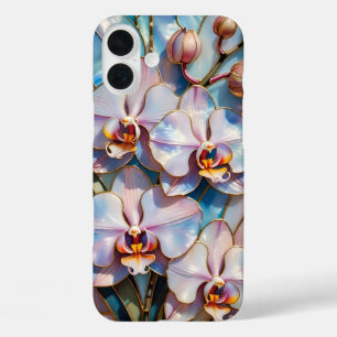 Étui de téléphone esthétique à orchidée rose bleu