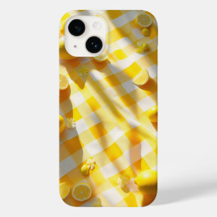 Étui de téléphone Été Citron Clair Gingham Jaune