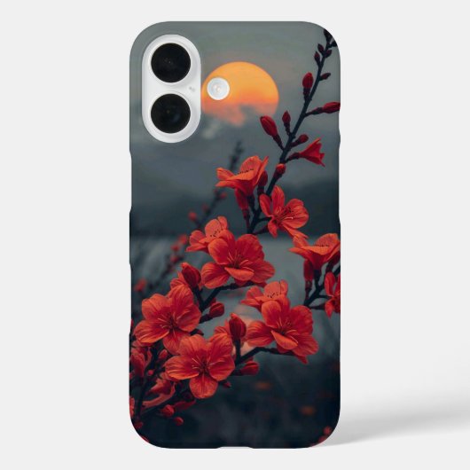 Étui de téléphone Fleur Rouge sous la Lune | Fleur (Verso)