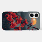 Étui de téléphone Fleur Rouge sous la Lune | Fleur (Verso (horizontal))