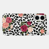 Étui de téléphone floral à imprimé léopard chic av (Verso (horizontal))