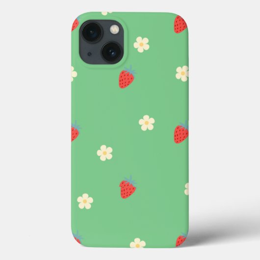 Étui de téléphone floral à la fraise mignon. (Verso)