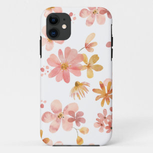 Étui de téléphone floral à l'aquarelle rose et or