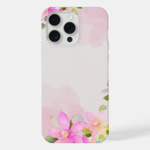 Étui de téléphone floral aquarelle rose