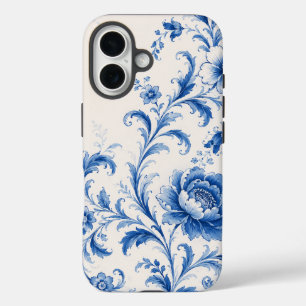 Étui de téléphone floral au pivoine bleu