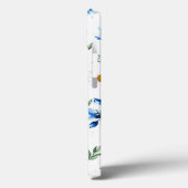 Étui de téléphone floral bleu . (Verso / Gauche)