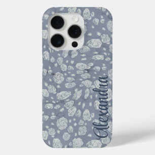 Étui de téléphone floral bleu poussiéreux apaisant