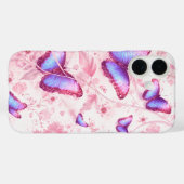 Étui de téléphone floral papillon rose. (Verso (horizontal))
