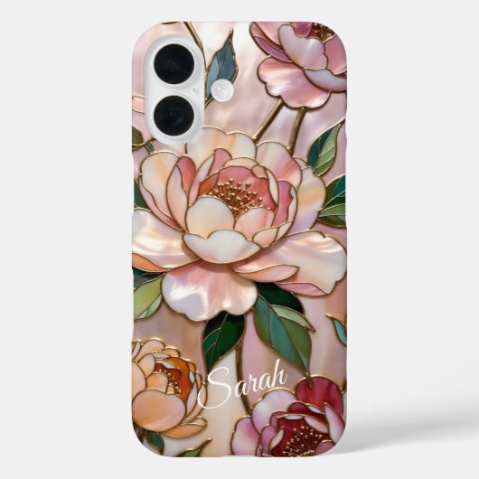 Étui de téléphone floral personnalisé avec pivoine (Verso)