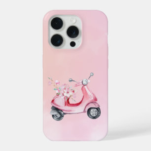 Étui de téléphone floral scooter rose