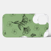Étui de téléphone floral vert et papillon (Verso (horizontal))