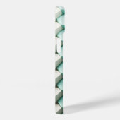 Étui de téléphone géométrique 3D sarcelle et blanc (Verso / Droite)