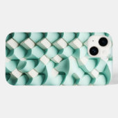 Étui de téléphone géométrique 3D sarcelle et blanc (Verso (horizontal))