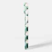 Étui de téléphone géométrique 3D sarcelle et blanc (Verso / Gauche)