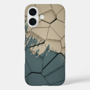 Étui de téléphone géométrique beige et bleu ardois
